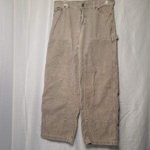 No Boundaries Men's Green Corduroy Pants Size 30 Cargo Pockets Workwear